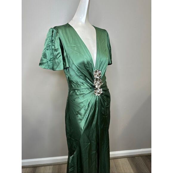 Cinq à Sept Kordyn Bias-Cut Midi-Dress In Forest Fog US 4 $725 - Picture 13 of 14